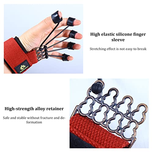 Finger Strengthener Grip Strength Trainer Finger Exerciser 60LB Finger Extensor Trainer Finger Resistance Band Finger Strengthener for Hand Red 18x5 cm