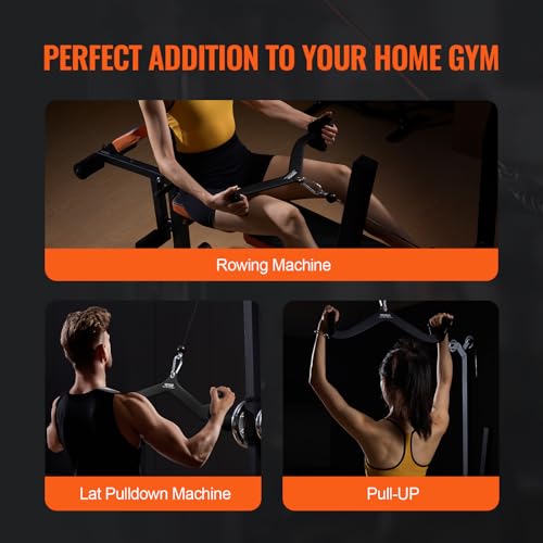 VEVOR LAT Pulldown Attachments, Cable Machine Rowing T-bar V-bar Tricep Pull Down Bar, Back Strength Training Rubber Coated Handle Grip, Bicep Curl Tricep LAT Pulldown Bar for Home Gym Fitness - size: 24x5.5x6.7"