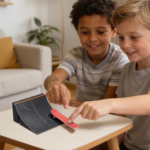UPKOCH Finger Board Ramp Skateboard Park Kit Mini Finger Skateboard Obstacle Set with Plastic Ramp Parts for Fingerboard Park Imaginative Play Coordination Practice Family Fun