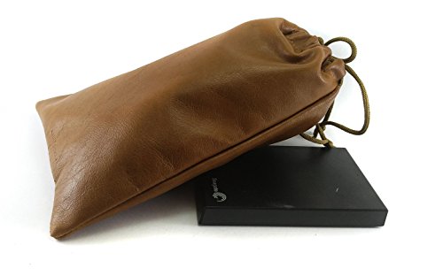 Multiple use Lambskin Leather Pouch with Drawstrings: (Tan, 23 cm X 31 cm) - color: Tan