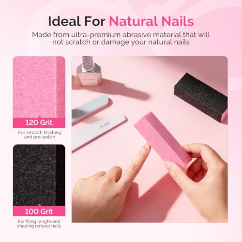 MelodySusie Manicure Tools Kit Nail Care Set | Nail Files, Buffer Blocks,Cuticle Nipper,Busher and Rose Cuticle Oil 28ML for DIY Nail Manicure and Nail Care - size: 11Pcs Rose