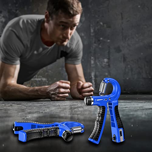 KDG Hand Grip Strengthener 2 Pack Adjustable Resistance 10-130 lbs Forearm Exerciser,Grip Strength Trainer for Muscle Building and Injury Recovery for Athletes - color: Blue