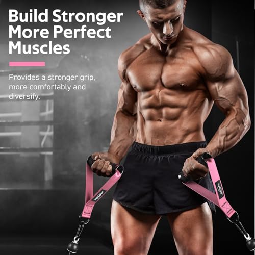 Exercise Handles, Cable Machine Handles for Gym Cable Attachments Training | 2 Pack Heavy Duty Handle with Non Slip Grip for Cable Machines, Pull Down Workouts, Resistance Bands and Home Gym Equipment - color: Pink