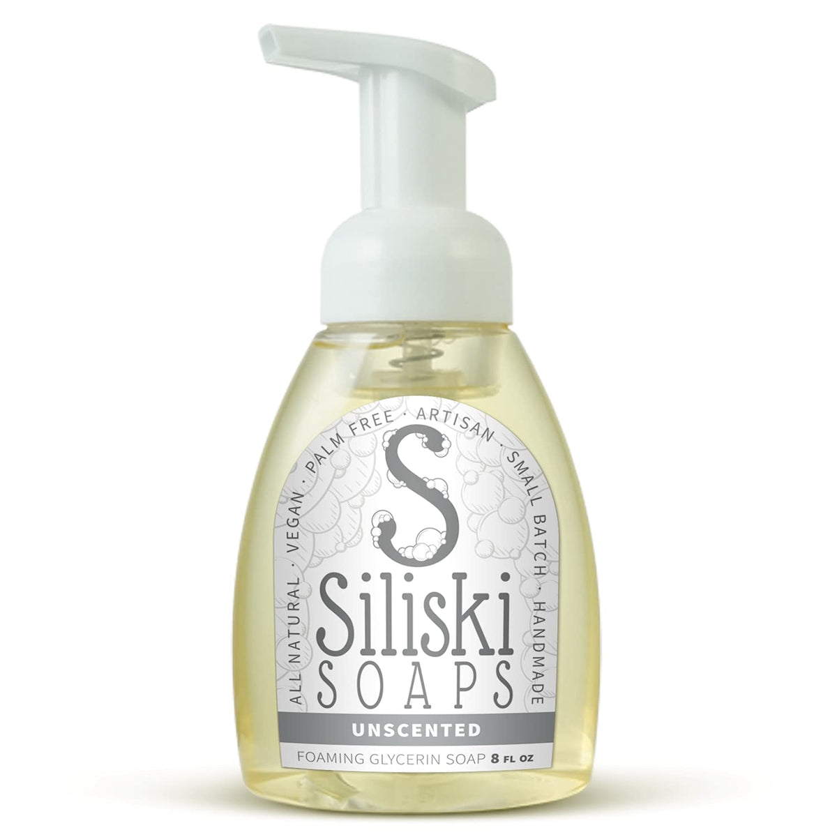 Simple Skincare By Siliski Foaming Glycerin Soap, All Natural, Vegan And Palm Free - Unscented, 8 Fl Oz