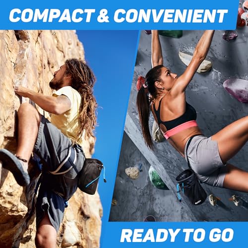 Chalk Bag for Rock Climbing - Rock Climbing Gifts Gear Accessories - Quick-Clip Belt, Large Zippered Pockets & Brush Holder - Weight Lifting, Gym, Bouldering, Disc Golf, Wall, Rock Climbing Chalk Bag - color: Blue