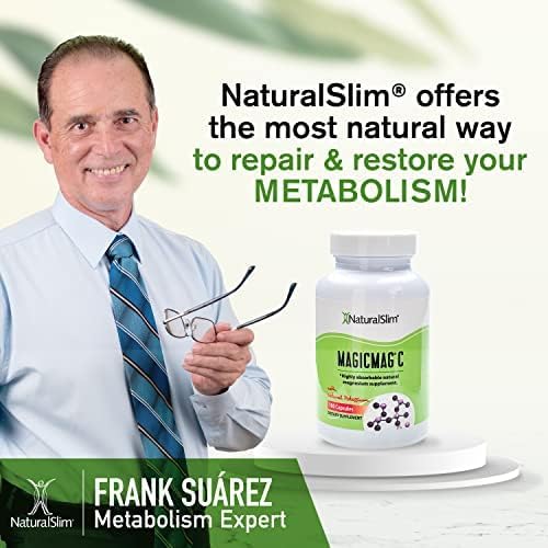 NaturalSlim Potassium Magnesium Supplement 100 Capsules – MagicMag C Magnesium Citrate Supplements for Sleep Support, Heart Health, and Muscle Cramp Relief | Gluten-Free 2 Pack