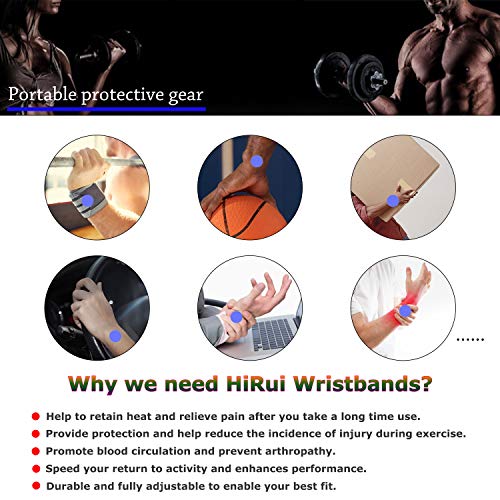 HiRui 2 Pack Wrist Compression Strap and Wrist Brace Sport Wrist Support for Fitness, Weightlifting, Tendonitis, Carpal Tunnel Arthritis, Pain Relief-Wear Anywhere-Adjustable (Gray) - color: Gray