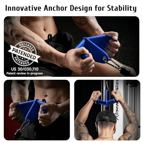 LAT Pull Down Bars Set, Triangular Stability LAT Pulldown Attachments with 8 Ergonomic Handles for Whole Back Training, Non-Slip Cable Machine Attachment for Gym Home Workout - color: Dark blue