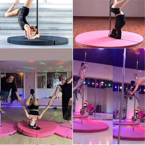 Foldable Pole Crash Mat, Pole Dance Mat, Anti-Collision Cushioned PU Leather Mat for Yoga, Gymnastics, Pole Dancing Dark-Purple 2" Tx3.9'W