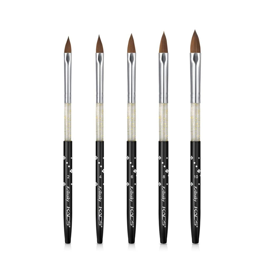 Kads Kolinsky Sable Acrylic Brush 5Pcs/Set Size 2#/4#/6#/8#/10# Acrylic Brush Black Kolinsky Sable Acrylic Nail Brushes