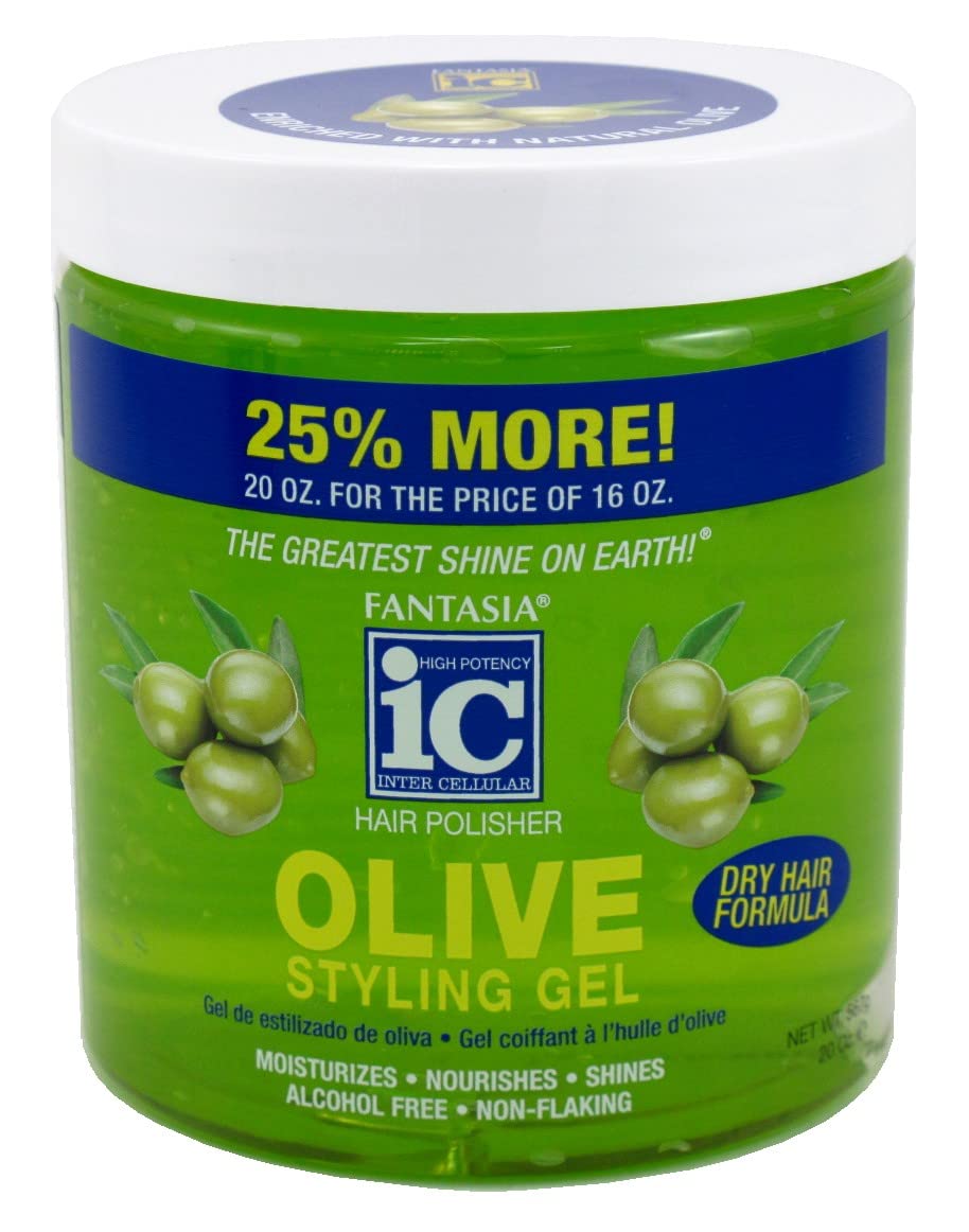Fantasia Gel Bonus Olive Oil Dry Hair Formula Styling Gel, 20 Ounce