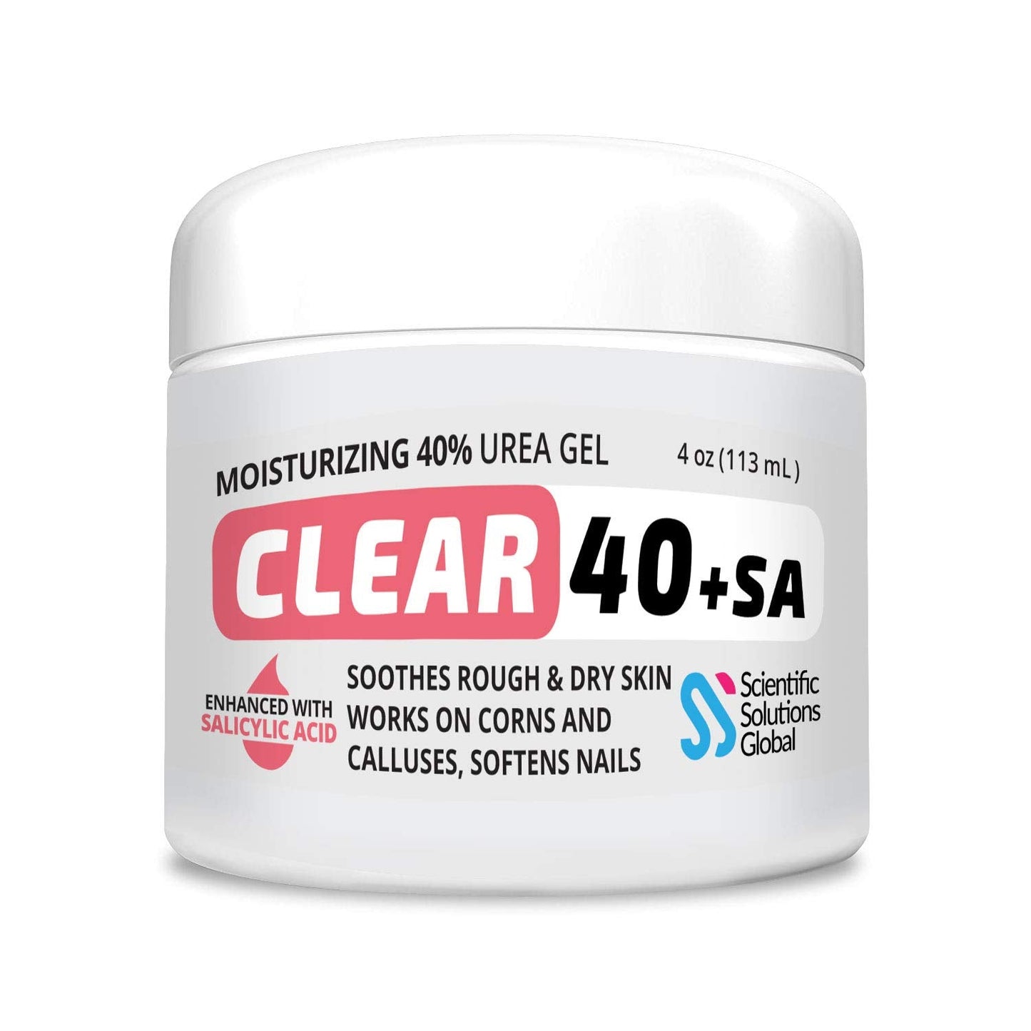 Clear Urea Cream 40% +2% Salicylic Acid (4Oz) | Softens Cracked Heels & Dry Skin Urea Salicylic Acid Cream- Tea Tree & Coconut O