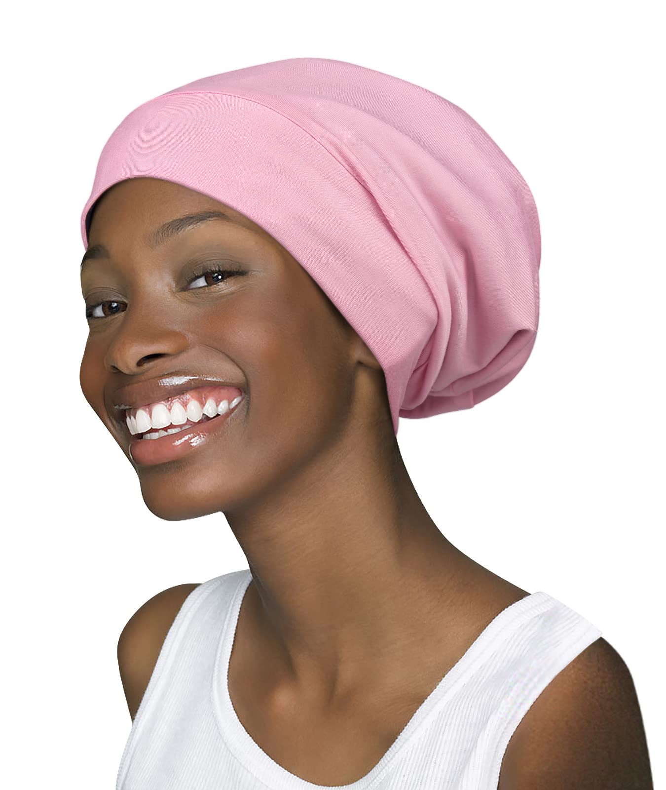 Satin Lined Slap Sleep Cap Headwear Slouchy Gifts For Frizzy Women Pink