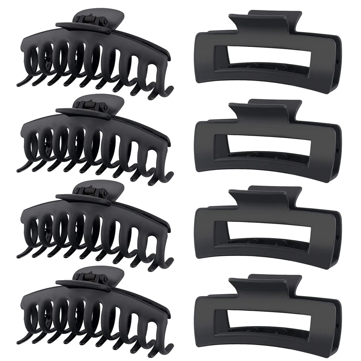 Tocess 8 Pack Black Big Hair Claw Clips For Women Large Claw Clip For Thin Thick Curly Hair 90'S Strong Hold 4.33 Inch Nonslip M