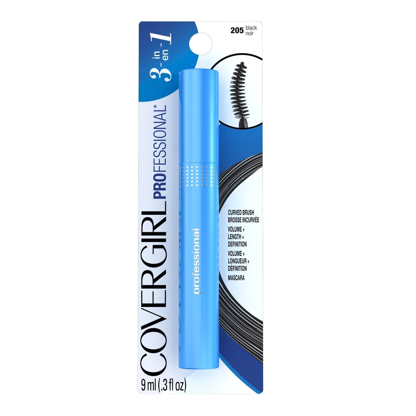 Covergirl Professional All-In-One Curved Brush Mascara Black 205, 0.3 Ounce (Packaging May Vary)