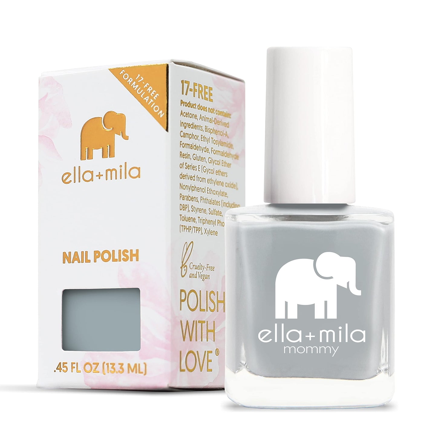 Ella+Mila Nail Polish, Mommy Collection - Grey Skies - Quick Dry Nail Polish - Long-Lasting & Chip-Resistant Nail Polish (0.45 F