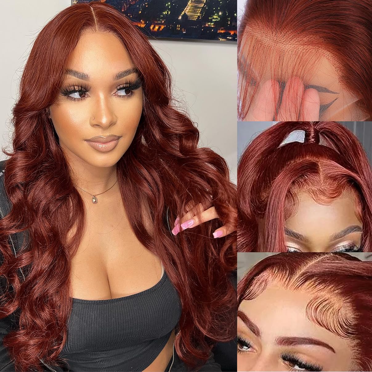 32 Inch Reddish Brown Lace Front Wigs Human Hair 13 6 Hd Lace Body Wave Aubrun Brown Front Wig Pre Plucked Red Human Hair Color
