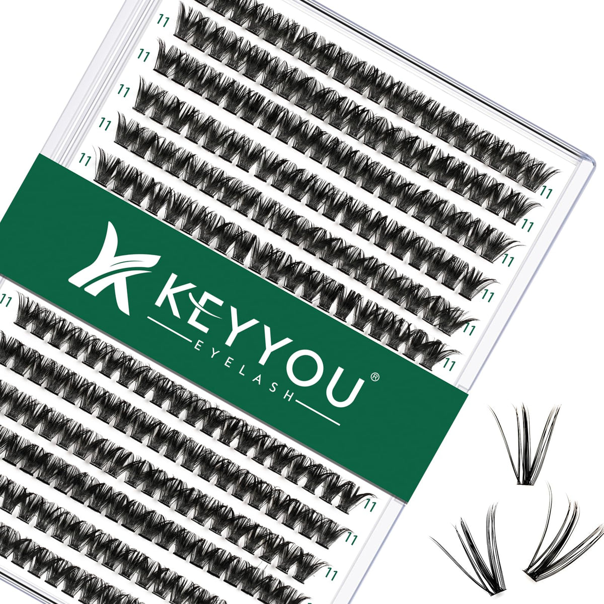 Lash Clusters 300Pcs Individual Lashes 50D 0.07D Curl 11Mm Diy Eyelash Extension Keyyou Large Tray Volume Soft&Natural Cluster L