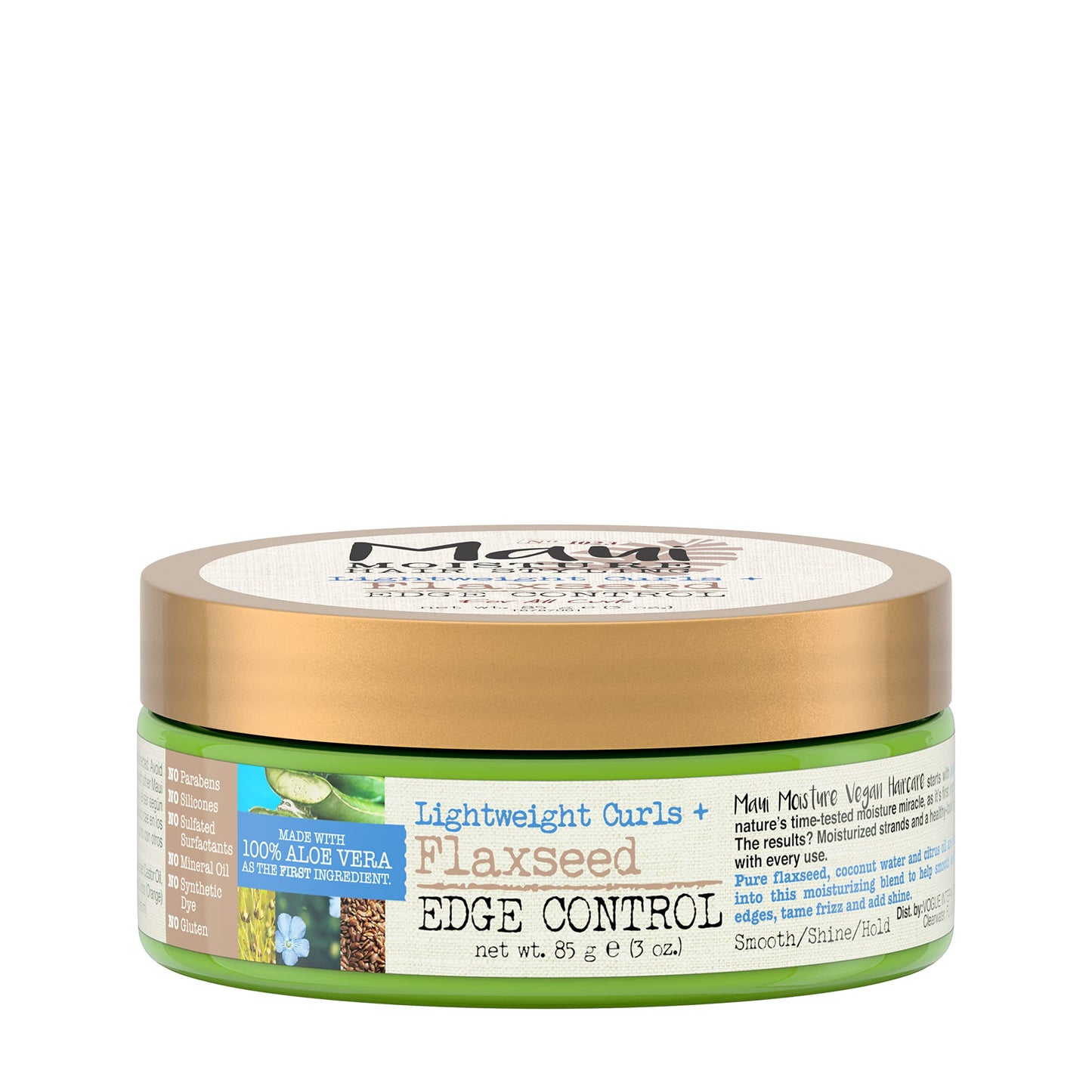 Maui Moisture Lightweight Curls + Flaxseed Edge Control, Hair Styling Pomade For Frizz Control, 3 Oz