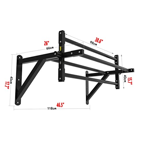 Wall Mounted Pull Up Bar, Rotating Horizontal Bar Parallel Bar Climbing Frame, Indoor Strength Training Fitness Equipment, Max Load 300kg