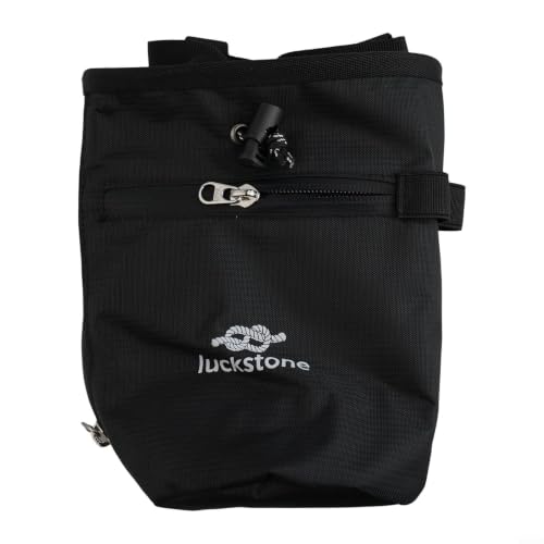 Climbing Chalk Bag with Anti-Leak Drawstring, 420D Oxford Magnesium Powder Bag for Rock Climbing and Weightlifting, Gym Chalk Bucket with Phone Pocket and Adjustable Belt, Blue(Black) - size: Black