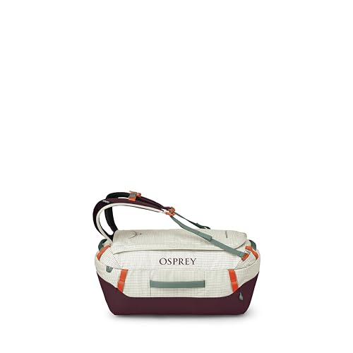 Osprey Transporter Lightweight Travel Duffel Bag - Extra Large Water Resistant Durable Gear Bag for Men and Women - color: Mystery White-moody Burgundy, style: 40l