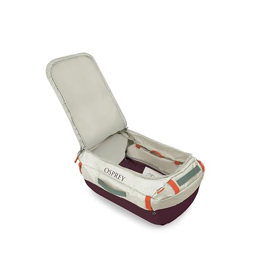 Osprey Transporter Lightweight Travel Duffel Bag - Extra Large Water Resistant Durable Gear Bag for Men and Women - color: Mystery White-moody Burgundy, style: 65l
