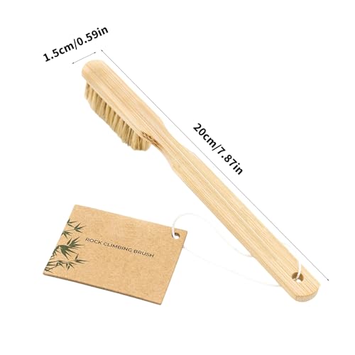Climbing Gear Brush 20cm / 7.87in Long, Wood Handle with Natural Fiber Head and Tail Storage Hole for Outdoor Routes and Rock Pockets Rock Climbing Brush
