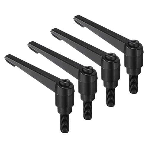 uxcell 4pcs Clamping Lever Handles, M10 x 25mm Black Oxide Carbon Steel Threaded Male Stud, Adjustable Handles Locking Quick Release Ratchet Push Button Bolt Knobs, Black - size: M10 x 25mm