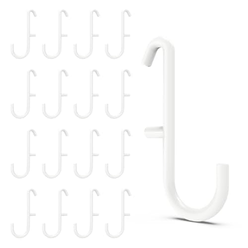White Pegboard S Hooks for IKEA SKADIS, 16 Pack | Compatible with IKEA SKADIS Pegboard, Rust Resistant Steel Hooks, 18 lb Load Capacity for Kitchen, Office, Craft - style: White S Hook