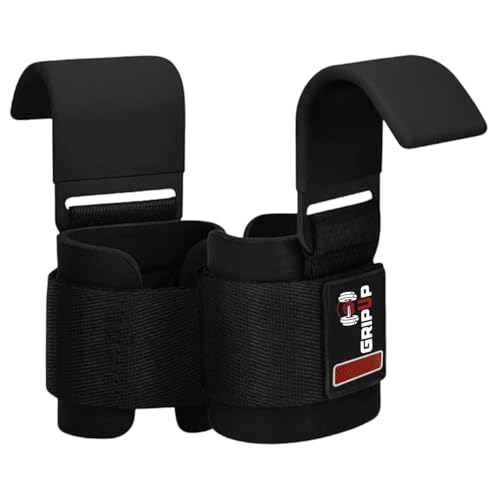 Weight Lifting Hooks – Heavy Duty Gym Straps for Deadlifts, Pull-Ups, Rows & Strength Training Secure Grip Support for Weightlifting, Powerlifting CrossFit Nylon & Neoprene Padding - color: Black