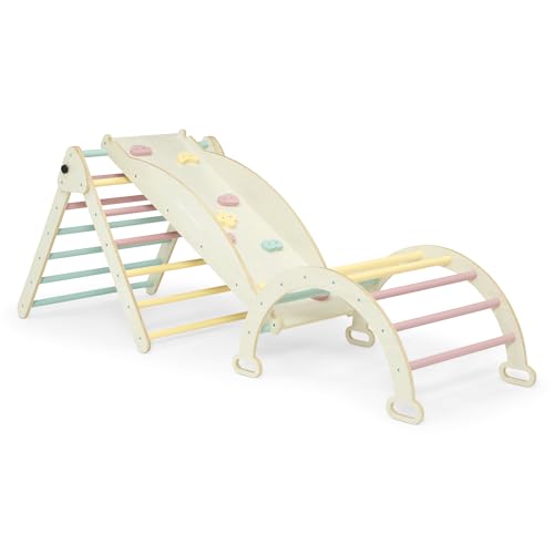 Delta Children Lil’ Climber Gym - Indoor Climbing Gym/Jungle Gym for Kids - Montessori Toy with Reversible Arch/Rocking Chair, Reversible Rock Wall/Slide Ramp and Pikler Triangle - for Toddlers 3+