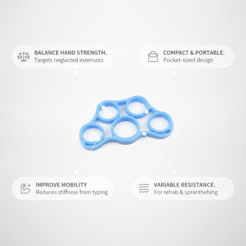 Premium Silicone Finger Resistance Band for Hand Exercise and Grip Practice - color: Blue