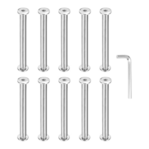 PATIKIL M5x5mm Hex Chicago Screws 6x60mm, 5Pcs 304 Stainless Steel Metric Hex Drive Socket Cap Binding Post Screw Posts for Scrapbook Leather Belt Album Furniture Repair, Silver - size: M5x5mm, 6x60mm