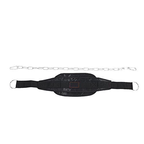 Fitness Drop Weight Dip Belt with 2 Chains Adjustable Nylon Weightlifting Belt for Pull Ups Strength Training