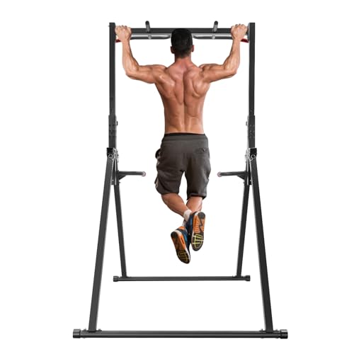 Foldable Pull Up Station, Pull Up Bar for Home, Height Adjustable, Multifunction Fitness Tower Station Strength Training Equipment for Home Outdoor