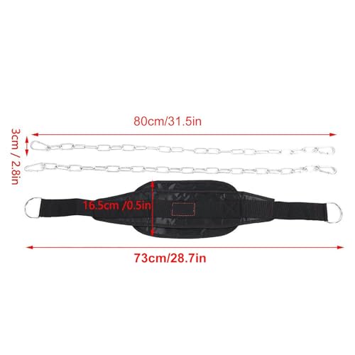 Fitness Drop Weight Dip Belt with 2 Chains Adjustable Nylon Weightlifting Belt for Pull Ups Strength Training