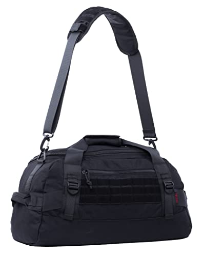 Tactical Duffle Bag MOLLE Gear Bag Carry on Travel Weekend Duffel Bag. Ideal for Hunting, Shooting Range, Law Enforcement, Camping, Travel and Viechle. 35L - color: Black