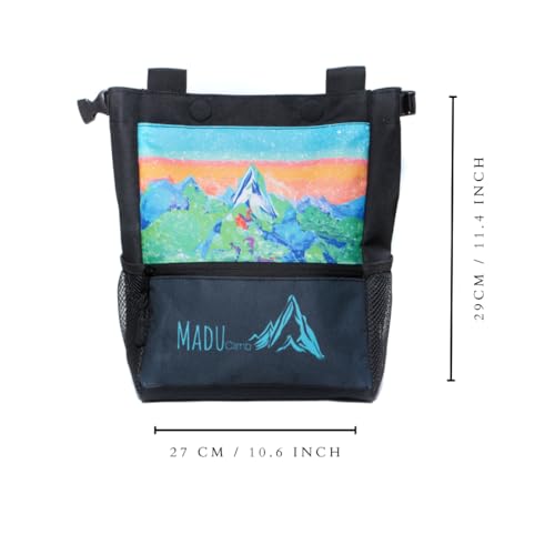 Bouldering Chalk Bucket Large Self-Standing Chalk Bag with Magnetic Closure, Fleece Lining, Zippered Pockets & Brush Holders