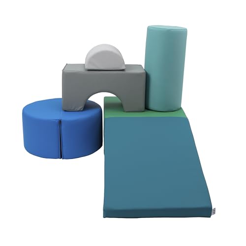 FDP SoftScape Playtime and Climb Multipurpose Playset for Infants, Toddlers 10m-2yrs For Crawlers and Little Builders, Learn Gross Motor Skills at Home or Daycare (6-Piece)- Contemporary, 12364-CT