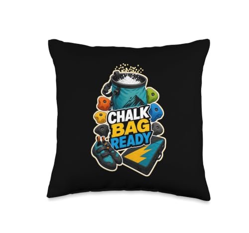 Chalk Bag Ready Bouldering Gym Throw Pillow - size: 16x16