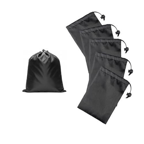 6-Pack Nylon Drawstring Bags with Toggle Closure - Multi-Size Cinch Sack Set for Travel Luggage Organization, Gym Gear, Shoe Storage, and Folding Blind Cane Pouch - Ditty Bags (9 x 11 Inch) - size: 9 x 11 Inch