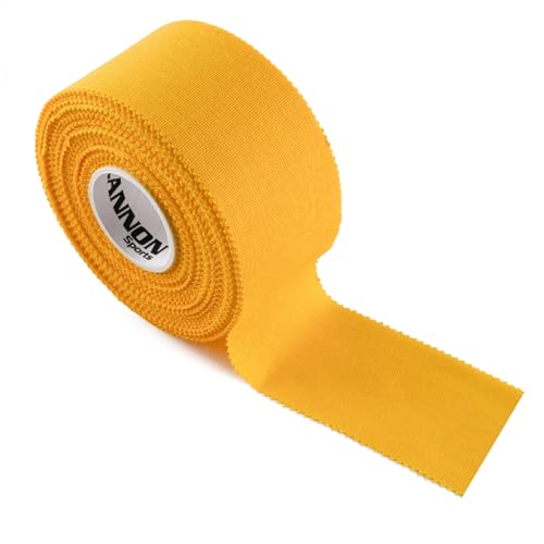Cannon Sports Premium Athletic Tape - 1.5” x 45 Feet Per Roll - Easy Tear, No Sticky Residue, Very Strong, Hypoallergenic and Latex Free - Ideal for Sprains, Strains, First Aid - Pack of 3 (Gold) - color: Gold