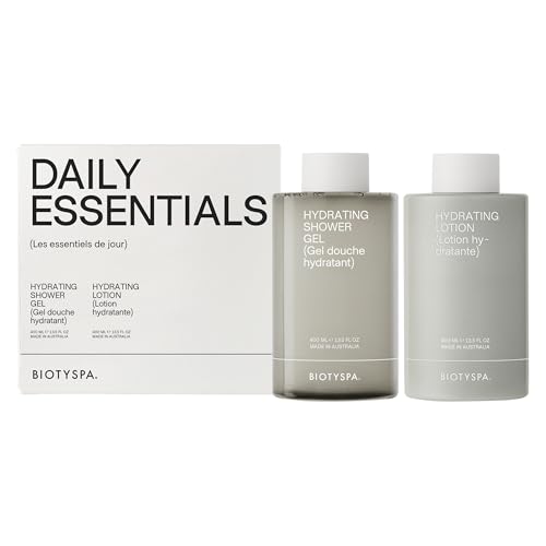 biotyspa Daily Essentials - Hydrating Shower Gel & Body Lotion with Hyaluronic Acid, Niacinamide & Aloe Vera - Cleanses & Moisturizes - Organic, Vegan, Made in Australia - 2pc Set - 400ml Each - size: 13.53 Fl Oz (Pack of 2)