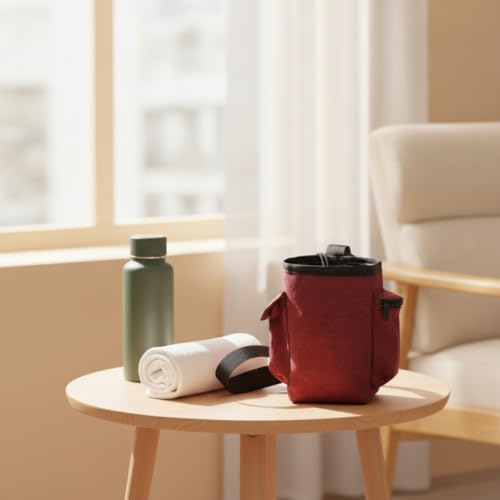 Cylindrical Chalk Bag with Pockets Drawstring Chalk Bag with Pockets Zippered for Climbing