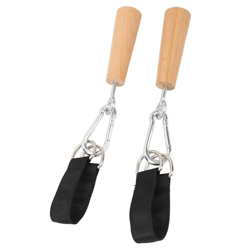 Wooden Pull Up Grips with Hanging Straps, Beech Wood and Iron Handles for Rock Climbing Holds Training Arm Forearm Wrist Strength Training Portable Fitness Equipment