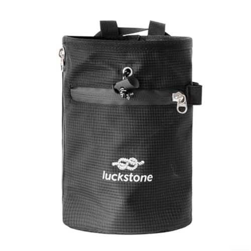 Rock Climbing Chalk Bag Featuring Stiffened Rim and Fleece Lining, No-Spill Magnesium Bag for Weightlifting Gymnastics Bouldering, 420D Fabric with Quick Clip Belt and Phone Pocket(Black) - size: Black