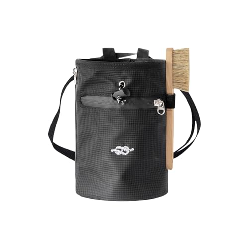 Climbing Chalk Bag Adjustable Waist Bag Strap Zippers Storage Pocket & Brush Holder, Rock Climbing Bouldering Chalk Bag