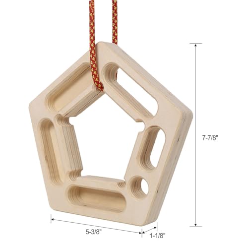 Portable Wooden Hangboard for Rock Climbing, Fingerboard Grip Strength Trainer with Rope – Lightweight, Non-Slip, No-Drill, Home & Outdoor Grip, Pull-Up & Finger Strength Training