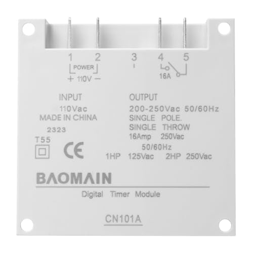 Baomain Time Switch Relay,Digital LCD Programmable Timer,110V AC Input,200-250V 16A Output,28 Programs Daily/Weekly Schedule,CN101A for Lighting and Equipment Control - size: Timer